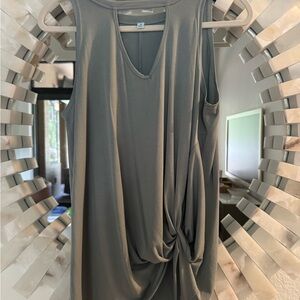 Sleeveless Blue/Gray Twist Front Sleveless Top